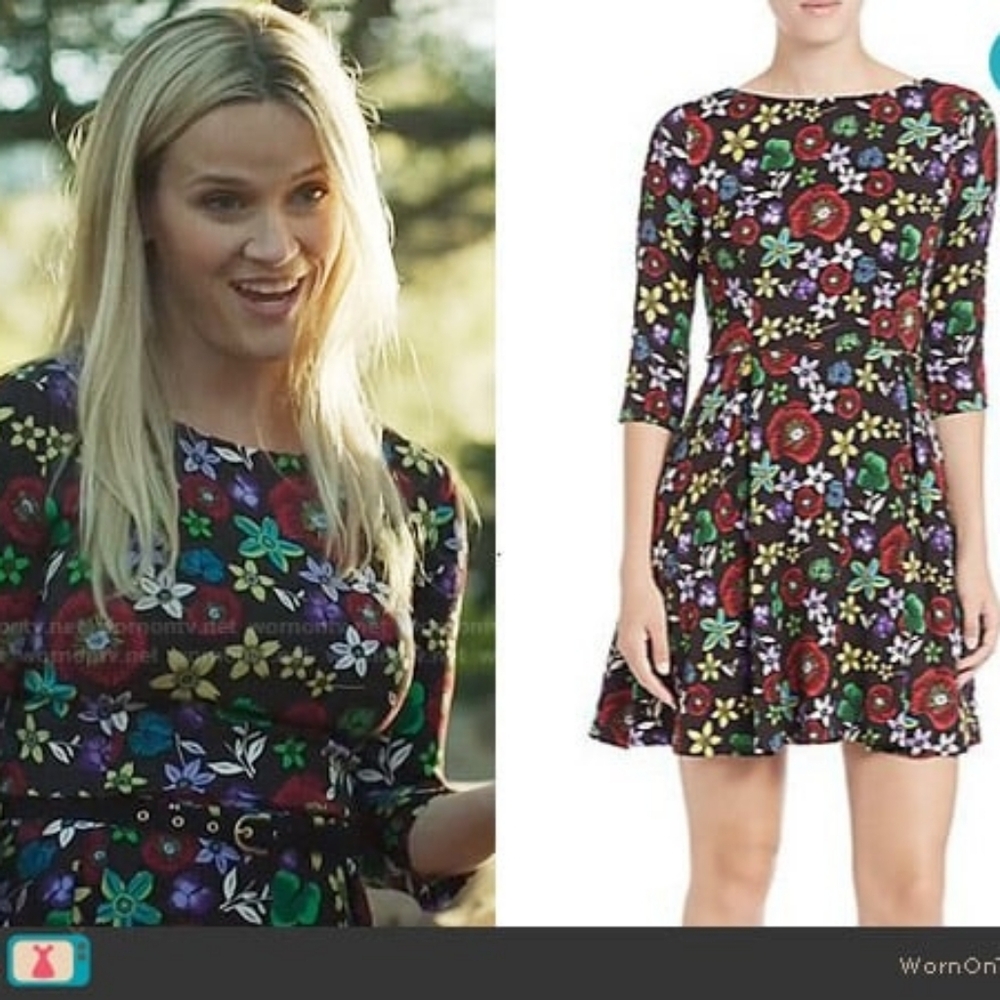 SUNO Stretch-Silk Multicolor Floral Fit-&-Flare Quarter Sleeve Mini Dress- 4 - Picture 11 of 15